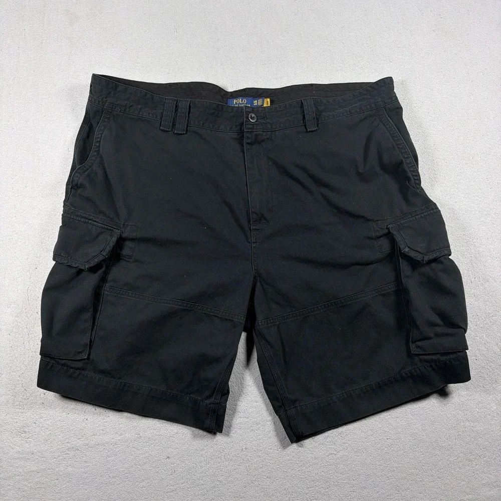 Polo Ralph Lauren Cargo Shorts Mens 46 Black Canvas Classic Fit 11 In Inseam